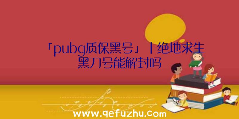 「pubg质保黑号」|绝地求生黑刀号能解封吗